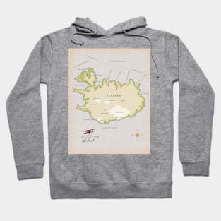 Vintage map of Iceland Hoodie